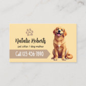 ペットシッター犬歩くかわいいゴールデンレトリバー 名刺 (正面)