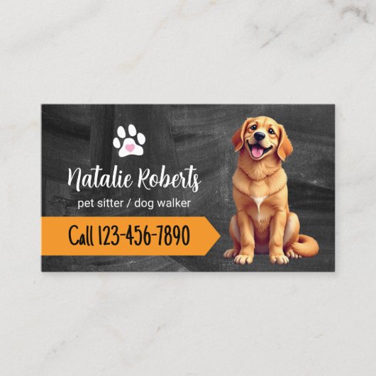 ペットシッター犬歩くシャルボードゴールデンレトリバー 名刺 (正面)