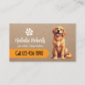 ペットシッター犬歩くハッピーゴールデンレトリバー 名刺 (正面)