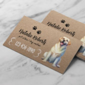 ペットシッター犬歩くハッピーラブラドール素朴クラフト 名刺