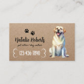 ペットシッター犬歩くハッピーラブラドール素朴クラフト 名刺 (正面)