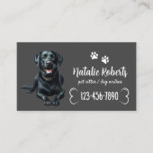 ペットシッター犬歩くブラックラブラドールダークグレー 名刺 (正面)
