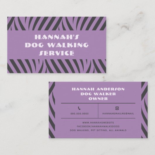 ペットシッター犬歩く動物気に紫抽象芸術 名刺 (正面/裏面)