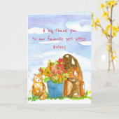 ペットシッター猫たち犬花ありがとう カード (黄色い花)