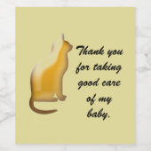 ペットシッター猫の介護スタッフありがとうお毛ベビー ワインラベル (シングルラベル)