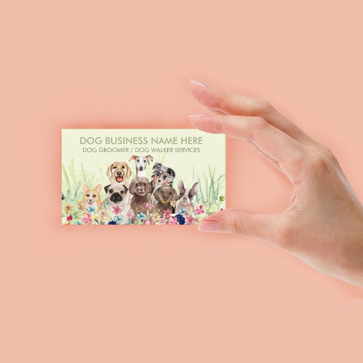 ペットシッター ウォーカー 犬 ペットケア 緑の花 名刺