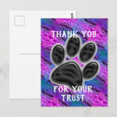 ペットシッター ストライプ 犬の足跡 カスタマー アプレシエーション ポストカード (正面/裏面)