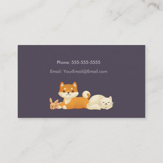 ペットシッター/ペットシーティングビジネスカードかわいい動物 名刺 (裏面)