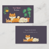 ペットシッター/ペットシーティングビジネスカードかわいい動物 名刺 (正面/裏面)