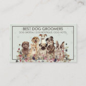 ペットシッター 犬の世話 花 獣医 レトロ 名刺 (正面)