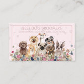 ペットシッター 犬 獣医 ピンク額縁 Paws 名刺 (正面)