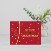 ペットシッターonクリスマスキャット&ドッグ金ゴールドホリデー 箔シーズンポストカード (立ち正面)