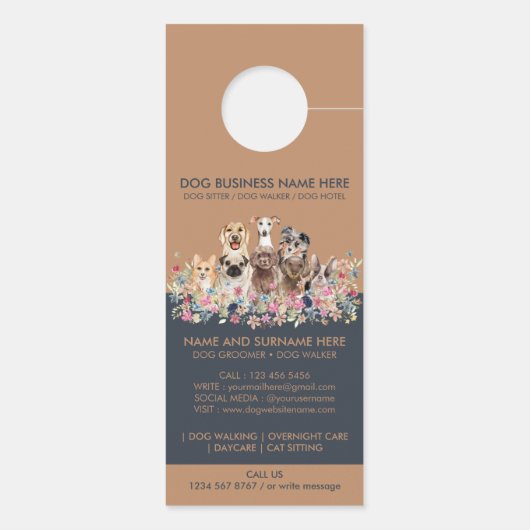 ペットシッチボタニカルフラワーズブ素朴ティックドッグ ドアノブサイン (裏面)