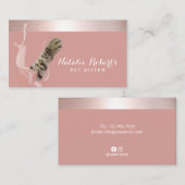 ペットシッティングキュートキャットポーバラストライプ金ゴールド 名刺 (正面/裏面)