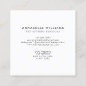 ペットシッティングサービスバラ金ゴールド&ホワイト スクエア名刺 (裏面)