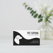 ペットシッティングサービス 犬のシルエット 黒と白 名刺 (スタンド正面)