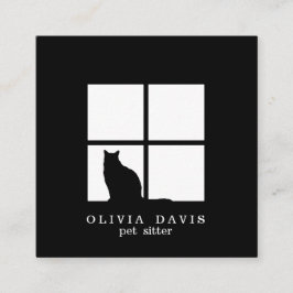 ペットシッティングトリマーサモダンービス白黒 スクエア名刺