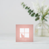 ペットシッティングトリマーサービスピンクローズ金ゴールド スクエア名刺 (スタンド正面)