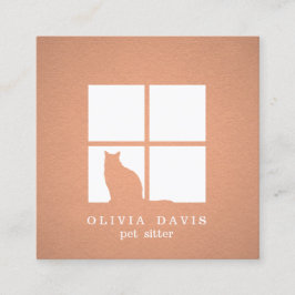 ペットシッティングトリマーサービス銅のメタリックルック スクエア名刺