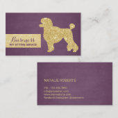 ペットシッティングパープル&金ゴールドプードルシルエット 名刺 (正面/裏面)
