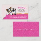 ペットシッティングヨークシャーテリア(猫ソファピンク付き) 名刺 (正面/裏面)