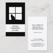 ペットシッティング白黒モダンキャット普通縦 名刺 (正面/裏面)