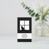 ペットシッティング白黒モダンキャット普通縦 名刺 (スタンド正面)