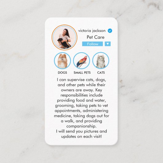 ペットシッ気にタグラムインスパイア写真 名刺 (正面)