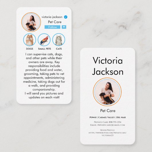 ペットシッ気にタグラムインスパイア写真 名刺 (正面/裏面)