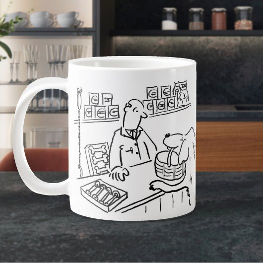 ペットショップ従業員の犬の買い物 ジャンボコーヒーマグカップ
