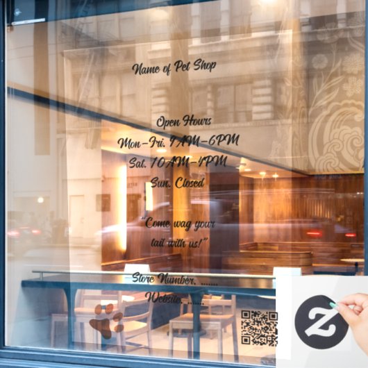 ペットショップ用透明カスタムカット窓用フィルム ウィンドウサイン (カフェ窓)