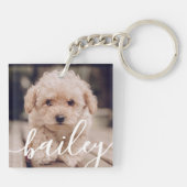 ペットシンプルのモダンエレガント名と写真 キーホルダー (裏面)