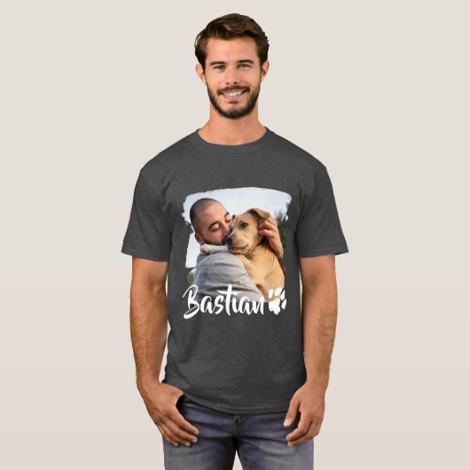 ペットシンプルのモダンタイポグラフィ名と写真T-Sh Tシャツ (正面フル)