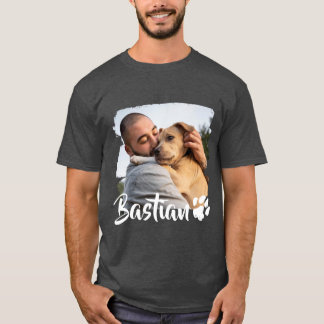 ペットシンプルのモダンタイポグラフィ名と写真T-Sh Tシャツ