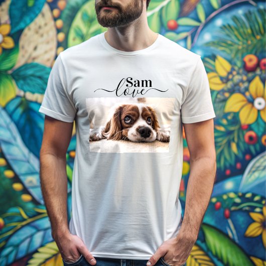 ペットシンプルのモダン名前と写真Tシャツ Tシャツ