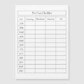 ペットシンプルケアのチェックリスト (正面)