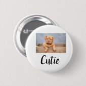 ペットシンプルミニマルの写真の名前を追加カスタムする 缶バッジ (正面&裏面)