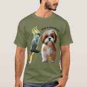 ペットシーズー(犬)の愛犬とCockatoo Bird URM Tシャツ (正面)
