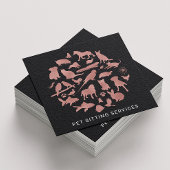 ペットシーティングサービスバラ金ゴールド&ブラック スクエア名刺