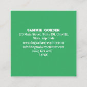 ペットシーティング&ドッグウォーカーカラフルフローラパークシック スクエア名刺 (裏面)