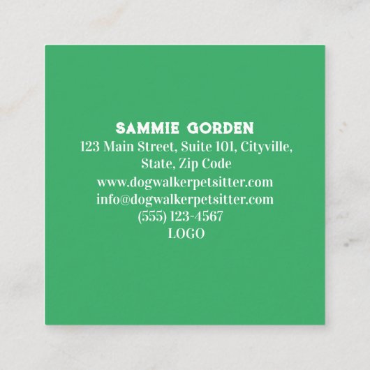 ペットシーティング&ドッグウォーカーカラフルフローラパークシック スクエア名刺 (裏面)