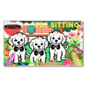 ペットシーティング&ドッグウォーカーカラフルフローラパークシック マグネット名刺 (正面)