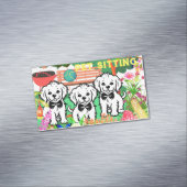 ペットシーティング&ドッグウォーカーカラフルフローラパークシック マグネット名刺 (インサイチュ)