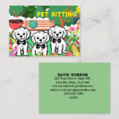 ペットシーティング&ドッグウォーカーカラフルフローラパークシック 名刺 (正面/裏面)