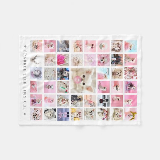 ペットスター | パーソナライズされた 45写真のコラージュと名前 フリースブランケット (正面(横))
