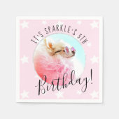 ペットスター |フォトペット誕生日パーティーピンク スタンダードカクテルナプキン (正面)
