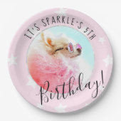 ペットスター |フォトペット誕生日パーティーピンク ペーパープレート (正面)
