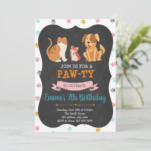 ペットストアの誕生日パーティーの招待 招待状 (スタンド正面)
