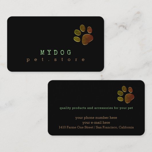 ペットストアドッグポープロフェッショナル 名刺 (正面/裏面)