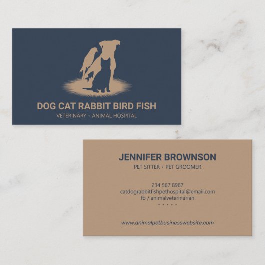 ペットストアブティックキャットドッグバードラビットフィッシュ 名刺 (正面/裏面)